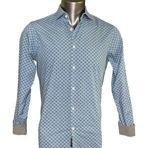Mens Michael Kors Button Up Dress Shirt Tailored Fit Size M Blue u